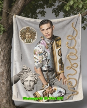 Versace Medusa Head Print Flannel Throw Blanket Luxury Gold and Multicolor Sofa Cover Blanket IMG_1554